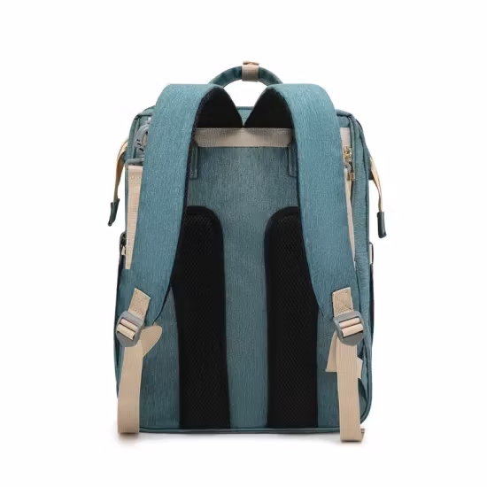 Großhandelshersteller maßgeschneiderte Nylon-Tagesrucksack mit großer Kapazität und doppelter Schultertasche. Wenden Sie sich an die Babybett-Mama-Wickeltasche